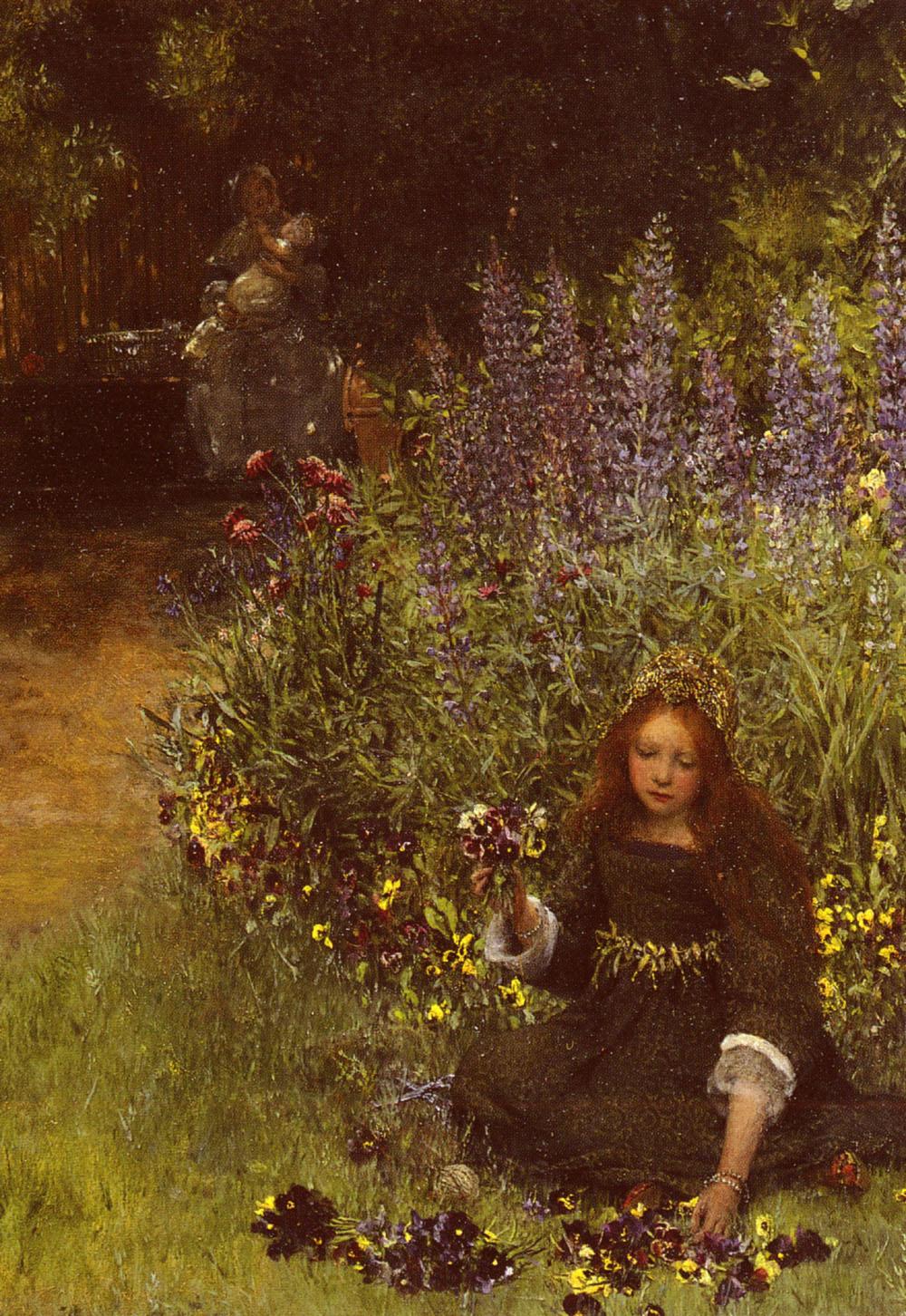 Lady Laura Teresa Alma-Tadema Gathering Pansies